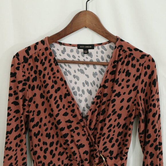 QED London Women’s Animal Print Wrap Dress Long Sleeve UK 10 (US 6) - Picture 2 of 8